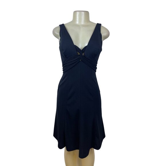 White House Black Market Dresses & Skirts - White House Black Market Womens Black V-Neck Ruched Sleeveless Dress Size 4